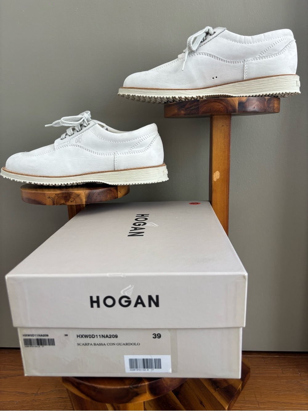 Hogan Women’s White Leather Lace-Up Shoes EU 39 New w/ Box Italy
